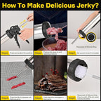 Professional Jerky Gun for Ground Meat | 2.5LB Capacity Jerky Maker Kit with 5 Attachments, 2 Brushes & Storage Net (Food Grade)