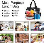 Lunch Bags for Women/Men, Insulated Lunch Bag for Work Office Picnic - Lunch Cooler Bag Leakproof Lunch Box with Adjustable Shoulder Strap - Hibiscus