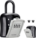 Puroma Key Lock Box Outdoor 4 Digit Code Combination Lockbox House, 1 Gray | For Contractors Guest Realtor Storage Keys, Portable, Home Wall Mount, Resettable, Combination, Weatherproof, High-capacity