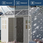 8x6 FT Resin Storage Sheds with Floor Windows Inlcuded, Waterproof Plastic Outdoor Shed Kit, Large Outside Tools Sheds for Backyard Garden Patio Lawn