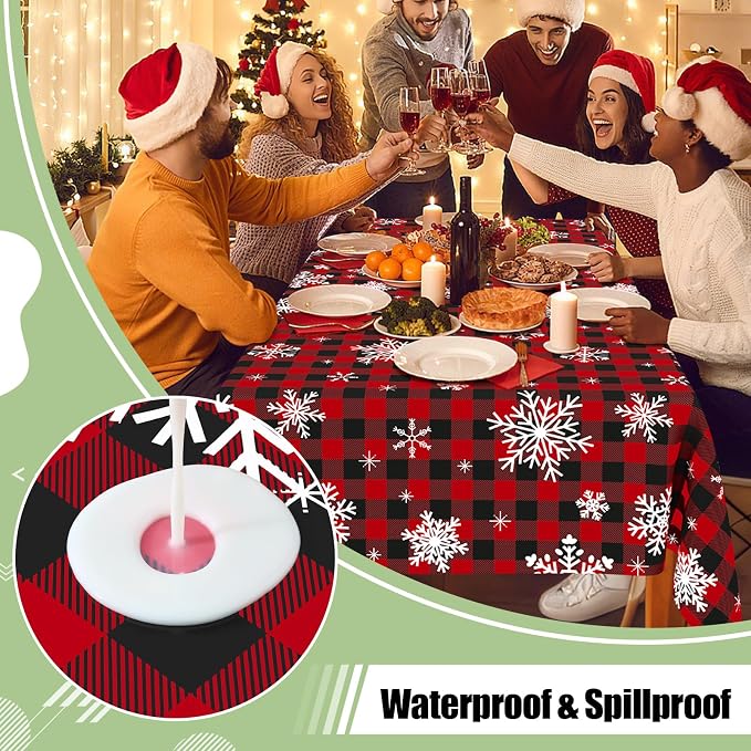 4 Packs Christmas Buffalo Disposable Table Cloth, 54 x 108 Inch Waterproof Plastic Tablecloth, Rectangle Black Red and White Checkered Table Covers for Picnic, Birthday, Party