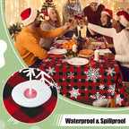 4 Packs Christmas Buffalo Disposable Table Cloth, 54 x 108 Inch Waterproof Plastic Tablecloth, Rectangle Black Red and White Checkered Table Covers for Picnic, Birthday, Party