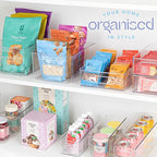 Clear Plastic Organizer Bins with Handles for Home Organization. Storage Containers for Organizing Fridge, Freezer, Cabinet. Pantry, Great for Kitchen, Garage, Laundry Room. 10"x8"x5"