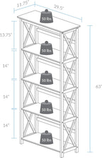 Casual Home Montego Bookcase, 5-Shelf, White,324-51