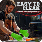 KITCHEN PERFECTION Silicone Smoker BBQ Gloves - Heat Resistant Oven Mitts | Waterproof, 5-Finger Design For A Better Grip, for Pitmasters, Meat Smoking, Grilling, Cooking, Frying Turkey | Grill Gift