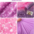 PERFEMET 6Pcs Queen Comforter Set with Sheets, Purple Glitter Tie Dye Girls Bedding Sets, Colorful Ombre Gradient Bed in A Bag, Soft Fluffy Teen Girl Bed Set for Bedroom Decor