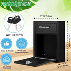Yaocom Locking Mailbox with Key for Outdoor 10 x 7 x 3 Inches Small Wall Mount Mail Box with Lock Security Mail Drop Metal Collection Boxes Hanging Secure Postbox(Black)
