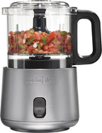 Proctor Silex Durable Electric Vegetable Chopper & Mini Food Processor | 3.5 Cup Bowl | 2 Speeds For Chopping, Puree & Emulsify | Stacking Design For Easy-Assembly | 350 Watts | Silver | 72870
