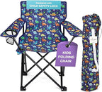 Emily Rose Kids Folding Chair | Beach Chair with Safety Lock- Camping Chair for Boyos Girls Toddler with Cup Holder & Carry Case- Tailgate, Travel, Lawn- for Indoor & Outdoor (Playful Dinosaurs)