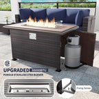 Kullavik 13 Pieces Outdoor Patio Furniture Set with 43" 55000BTU Gas Propane Fire Pit Table PE Wicker Rattan Sectional Sofa Patio Conversation Sets,Navy Blue