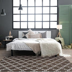 Chicrug Shag Geometric 6x9 Area Rug for Living Room, Large Modern Memory Foam Indoor Carpet, Fluffy Rug for Bedroom Bedside Room Decor for Family Girls Kids Nursery, Brown/White