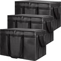 Insulated Food Delivery Bag, XXXL Grocery Cooler Bags, Black, 3-Pack | Insulated Reusable Tote Bag for Shopping/Travel, Catering for Hot/Cold Food Carrier, 23"x14"x15" Commercial Food/Pizza Warmer