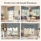 Stone Blue Velvet Window Valance Scalloped 52x18 Inch 1 Panel | Soft Wavy Blue Scalloped Curtains for Small Windows, Modern Window Treatment for Bathroom, Laundry, RV