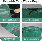 2 Pack Yard Waste Bags 53 Gallon Lawn and Leaf Bags, Reusable Heavy Duty Garden Bags for Collecting Leaves, Waste Container for Clean Up Outdoor Debris Leaves Grass Clippings