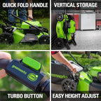 Greenworks 48V (2x24V) Lawn Mower Combo - 21" self propelled Lawn Mower, 12" String Trimmer, 320 CFM Blower, Wet/Dry Shop Vacuum – Ideal for Home Yard Work & Indoor Cleaning