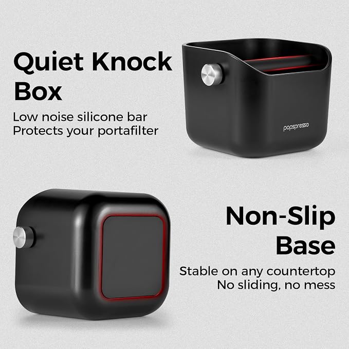 3 In 1 Espresso Knock Box Set, Coffee Puck Disposal Box with Cleaning Brush and Towel, Detachable Quiet Silicone Bar Coffee Ground Bin, Durable Barista Maintenance Tools