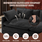Ihanherry 111.4" L Shaped Modern Sofa Modular Sectional Cloud Couch with Ottoman, 4-Seat Chenille Deep Seat Sofa with Pillow for Living Room, Bedroom and Apartment, Beige