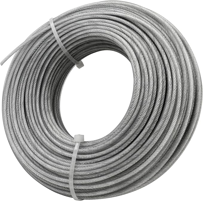 Grass Trimmer Line Nylon Steel 0.095'' 164ft/50m Round String Trimmer Spool Replacement, Steel Metal Core and Nylon Coating for Tough Weeds in Gardens and Lawns