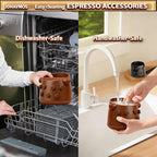 5-Inch Espresso Knock Box, Holds 15+ Coffee Pucks with Barista Towels, Removable Knock Bar & Anti-Slip Base, Espresso Machine Accessories for Home/Office (Classic Brown)