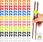 500 Pcs Reusable Chopsticks Helper Multicolor Plastic Practice Chopstick Trainer Hinges Connector Training Chinese Chop Non Slip Stick Helper for Adult Learner Beginner