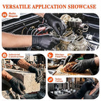 ANBOSON 10 Mil Heavy Duty Mechanic Nitrile Gloves, Large Black 100 Count | Diamond Grip,Latex Free,Chemical Resistant Disposable Thick Rubber Gloves for Auto Repair, Industrial, Food, Work ,BBQ,Men