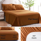 Ubauba 7pc Burnt Orange Comforter Set Full Size, 7 Pieces Pintuck Bed in a Bag Rust Bed Set with Comforter and Sheets, Bedding Comforters & Sets (Rustic, Full)