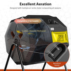 Compost Bin, 43-Gal Dual Chamber Composter Tumbler, Black Yellow | Steel Frame with 2 Sliding Door and Aeration System, 360° Rotating, Tumbling Composting Bin for Kitchen, Garden, Yard