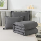 Dark Gray Comforter Set Full, Solid Grey Down Alternative Bedding Comforter Set, Breathable Fluffy Microfiber Comforter Full Size (79"x90") for All Seasons with Pillowcase