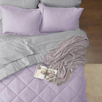 Bedsure Light Purple Queen Comforter Set - 7 Pieces Reversible Queen Bed in a Bag, Queen Bed Set Light Purple and Grey with Comforters, Sheets, Pillowcases & Shams