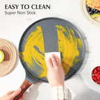 SENSARTE Nonstick Crepe Pan, Swiss Granite Coating Dosa Pan Pancake Flat Skillet Tawa Griddle 10-Inch with Stay-Cool Handle, Induction Compatible (Pack of 2)