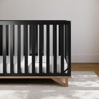 Storkcraft Santa Monica 5-in-1 Convertible Crib (Black with Vintage Driftwood) – GREENGUARD Gold Certified, Modern Design, Two-Tone Baby Crib, Converts to Toddler Bed, Daybed and Full-Size Bed