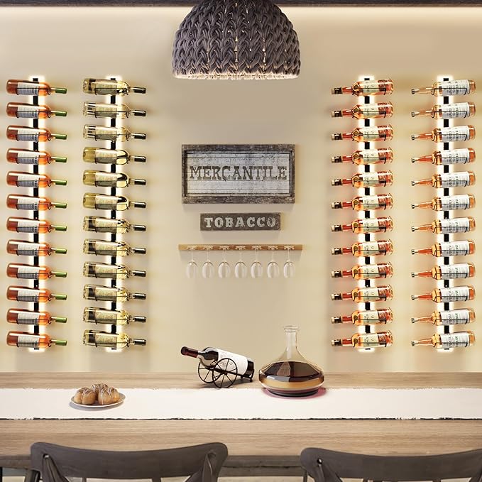 Sonyabecca 3 Pack 12 Bottle Wall Wine Rack, DIY Wine Rack Wall Mounted, Wall Mounted Wine Rack,Display Holder Used as One or Four, for Kitchen, Dining Room, Bar, Wine Cellar