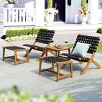 Design Heavy Duty 400lbs Capacity Patio Bistro Piece with Ottomans Outdoor, Onesize, Foldable Reclining Set 5
