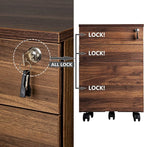 TOPSKY 3 Drawers Wood Mobile File Cabinet Fully Assembled Except Castors (Rustic Brown, 16.3x15.7x24.4)