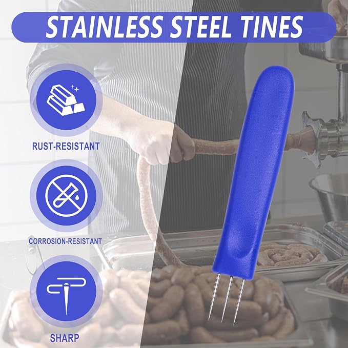 Sausage Pricker Tool, 6.5" Stainless Steel Meat Needle | Prevents sausage bursting,Sturdy food-grade steel,Safe, non-slip handle,Comes with storage case,Great for fresh & smoked.