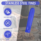 2 Pack 3-Prong Sausage Pricker, Stainless Steel Meat Needle Tool | 3-prong pricks prevent casing burst,Stainless steel, non-slip grip,2-pack for sausage making,Compact storage case included.