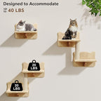 Cat Wall Furniture, 13 in 1 Moon & Bridge Cat Wall Shelves, Beige | Wall Mounted Cats Shelf Set with Plush Fabric, Cat Climbing Systems for 16 Inch Drywall, Condo, Scratching Post, Space-Saving