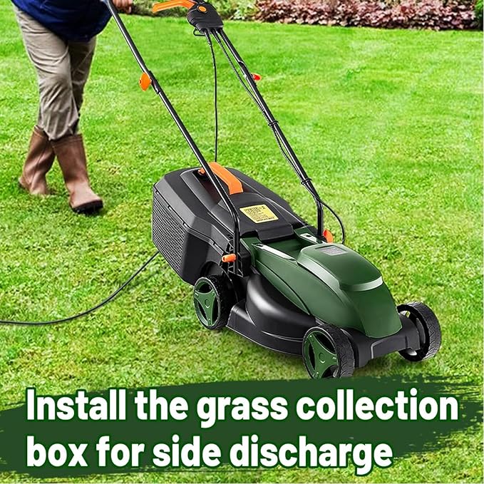 Goplus Lawn Mower, Electric Lawn Mowers with Grass Collection Box, 10 AMP Motor, 13" Cutting Deck, 3 Adjustable Cutting Positions, Walk-Behind Small Corded Lawnmower for Garden Farm Yard