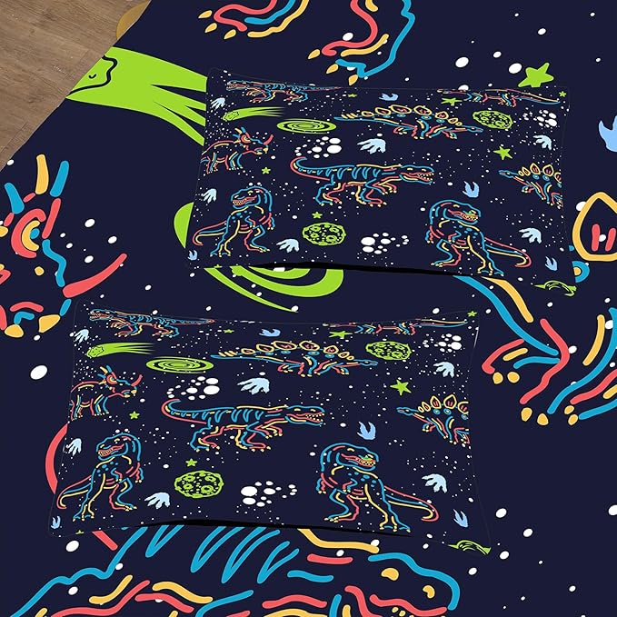 NINENINE Dinosaur Comforter Sets for Boys,Kids Dinosaur Bedding Set,Twin Size Bedding Sets for Boys Kids,Dark Blue Comforter Set with 1 Comforter 1 Pillowcase…