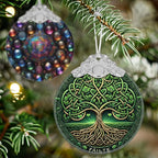 Christmas Tree of Life Stained Glass Ornament - Holiday Home Decor - Gift Exchange Present - The Tree of Wisdom