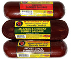 Wisconsin’s Best Summer Sausage Gift Box – Naturally Smoked Sausage 3 Flavor Assortment (Original, Jalapeño Cheddar & Garlic) – Made in Wisconsin – Charcuterie Board Gift Set – 12 oz Each