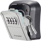 Puroma Key Lock Box Combo Wall-Mounted Storage Safe Lockbox Home Office | Outside, Portable, Wall Mount, Resettable, Combination, Weatherproof, High-capacity, Hold 5 Keys, Contractor Guest Realtor