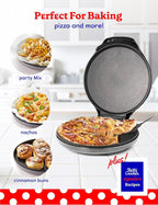 Betty Crocker Pizza Maker Plus, 12" Indoor Electric Grill, Nonstick Griddle Pan for Pizzas, Quesadillas, Tortillas, Nachos and more, 12" Electric Griddle for Delicious Meals and Snacks, Silver
