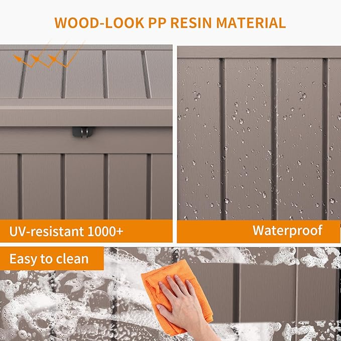 50 Gallon Outdoor Storage Box – Resin Deck Box with Lockable Lid, Waterproof Patio Furniture Storage for Tools, Garden & Yard Organization
