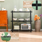 HCHQHS Bookshelf, 3-Tier Industrial Bookcase, Black Open Book Shelf, Freestanding Horizontal Bookshelves with Metal Frame