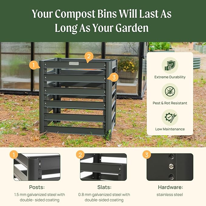 Vego Garden 32" Tall Modular Compost Bin 90" x 30" x 32"