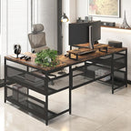 NicBex Laik-DW-00008-DX Desks, 82" W x 43" D x 35" H, Brown