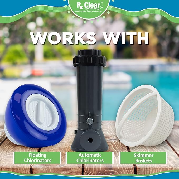 Rx Clear 3" Inch Chlorine Tabs | 35 Pounds | Individual Stabilized Chlorinating Tablets for Sanitizing Swimming Pools | Long Lasting, Slow Dissolving, and UV Protected