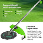 (2-Set) 9" x 20T Chainsaw Tooth Brush Blades - Weed Eater Saw Blade Kit with 2 Carbon Steel Round Chainsaw Blades, 3 Round Files, and 4 Washers for Brush Cutters, String Trimmers, and Weed Wreckers