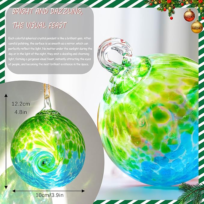 4 Inch Hand Blown Glass Gazing Balls Green Glass Christmas Ball Ornaments Garden Patio Home Decor